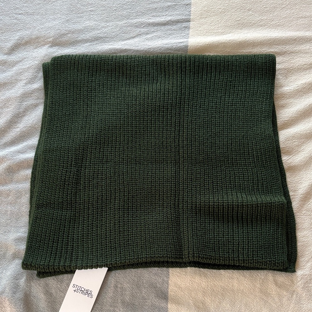 NEW Stitches + Stripes Dark Green Knit Scarf